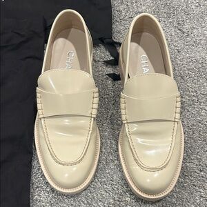 CHANEL Ivory Patent Loafers
